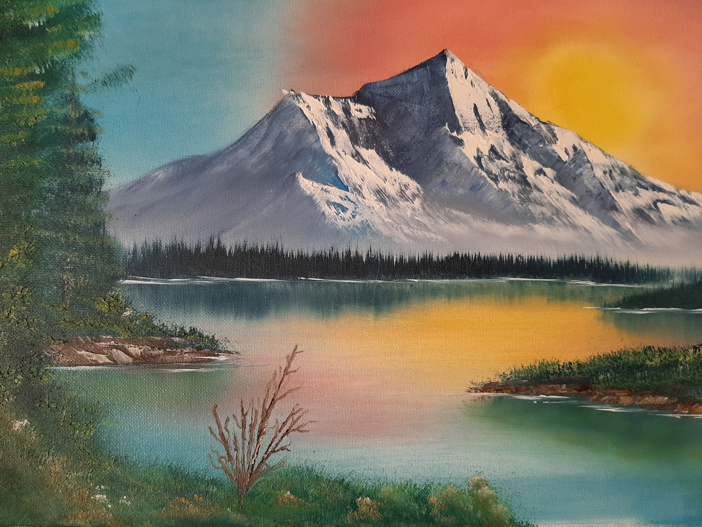 Sunset in the Rocky Mountains 16x20" Original Oil Painting