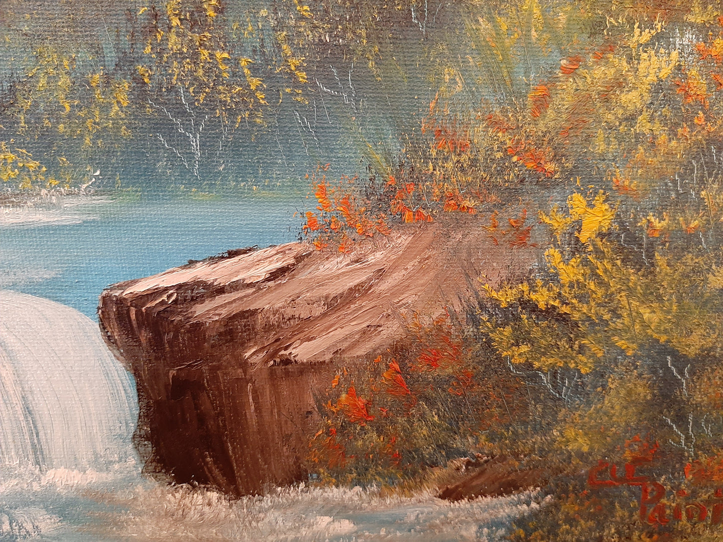 Spring Time Waterfall In The Woods 14x18" Original Oil Painting