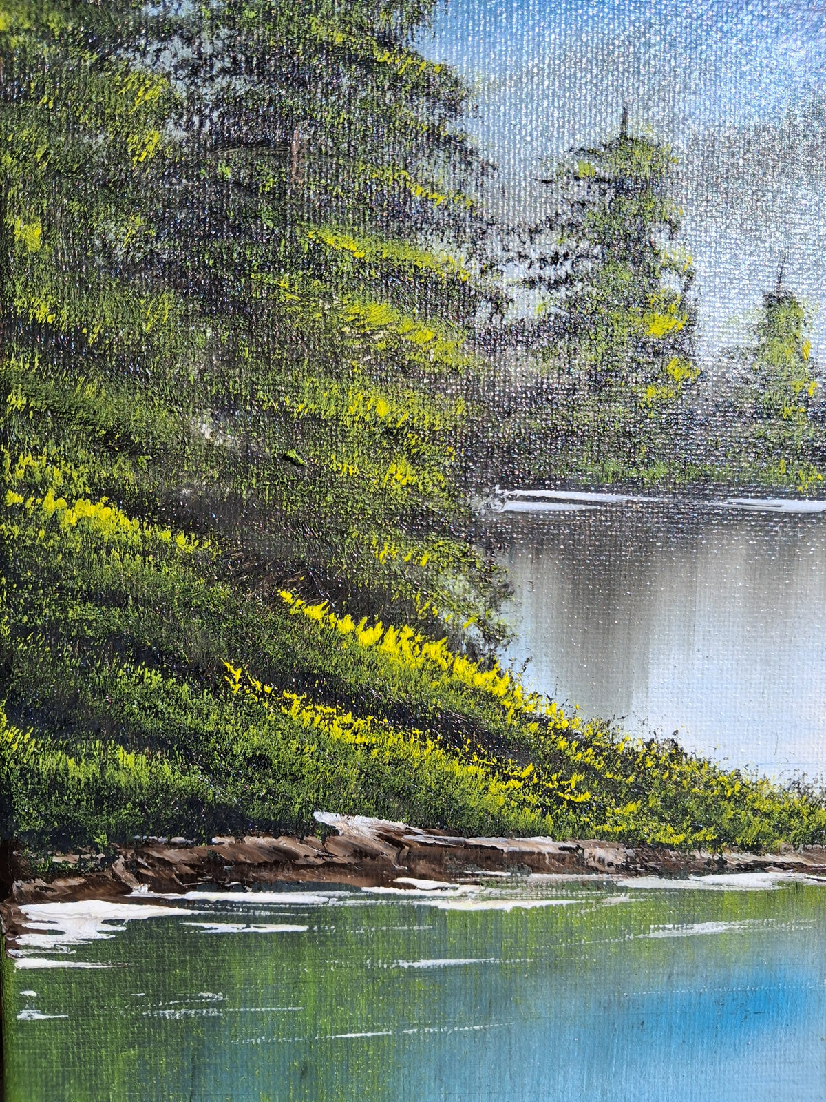 Stillness Beneath the Peaks — Original Mountain Lake Painting — 14"×14" inch